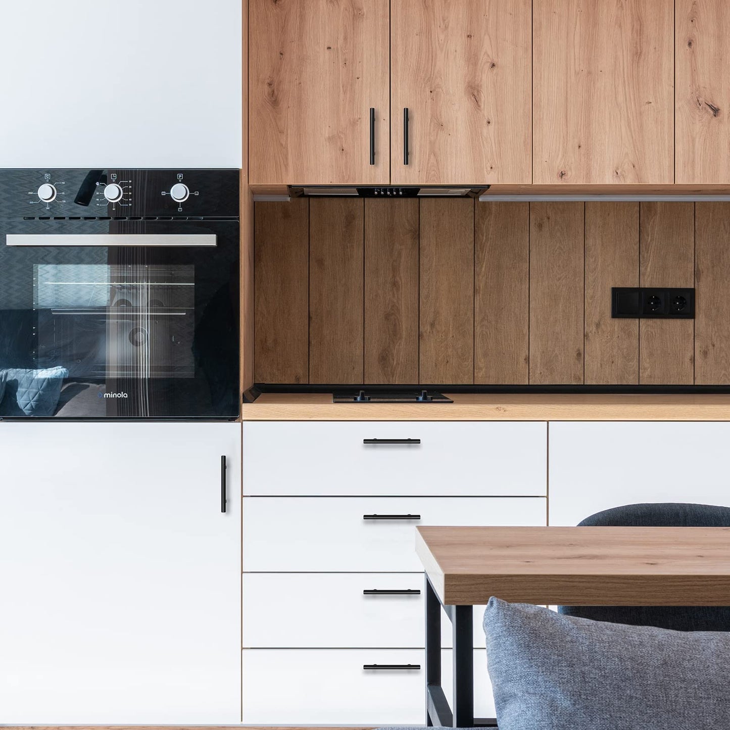 Ravinte 30 Pack 6 inch Cabinet Pulls Matte Black Stainless Steel Kitchen Drawer Pulls Cupboard Handles Cabinet Handles 3.75” Hole Center