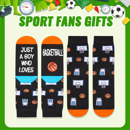 HAPPYPOP Basketball Gifts for Boys - 7Th 8Th 9Th Birthday Gift Ideas for Boys Who Love Basketball, Kids Sports Socks
