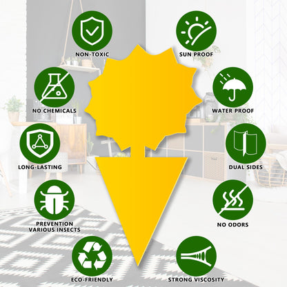 Landisun Fruit Fly Traps 48PCS Fungus Gnat-Traps for Indoor-Outdoor Yellow Fruit-Fly Sticky-Trap Plants Flying Bug Insects Traps