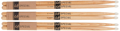 promark LA Specials - 5A Drumsticks - Drum Sticks Set for Acoustic Drums or Electronic Drums - Oval Nylon Tip - Hickory Drum Sticks - Consistent Weight and Pitch - Made in the USA - 3 Pairs