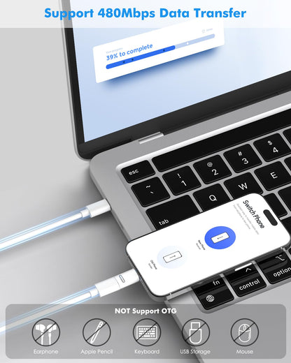 MoKo Lightning Female to USB C Male Adapter for iPhone 17 Air 16 15 Pro Max Plus, Galaxy, iPad - Not for Earphone/USB Stick/iPencil, 2 Pack USB-C to Lightning Adapter ONLY for Charging/Data Transfer