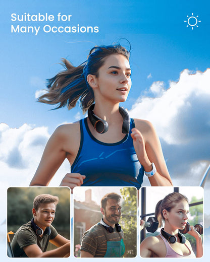 Gaiatop Portable Neck Fan Rechargeable, Hands-Free 360° Cooling, 17hrs Runtime, Battery Powered Personal Wearable Fan, Summer Outdoor Travel Essentials, Birthday Gifts for Men Women Teens, Navy Blue