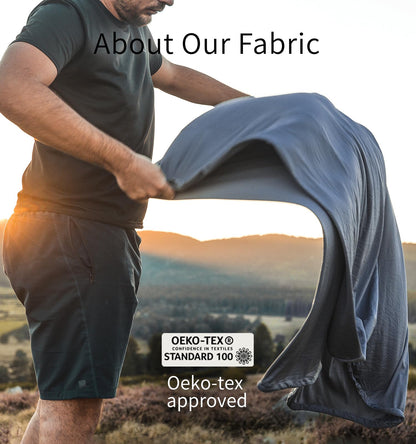 Litume All Season Fleece Sleeping Bag Liner Lightweight Mummy Sleeping Sack for Cold Weather and Winter Backpacking, Camping, Traveling with Drawstring Hood(E629B)