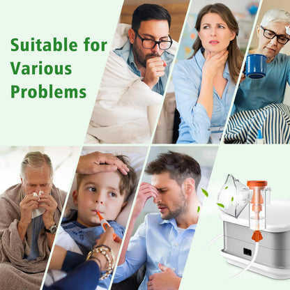 Portable Nebulizer, Nebulizer Machine for Adults and Kids, Compressor Nebulizer with 2 Masks & Mouthpiece, Low Noise Nebulizer for Breathing Comfort, Desktop Nebulizer for Home Use