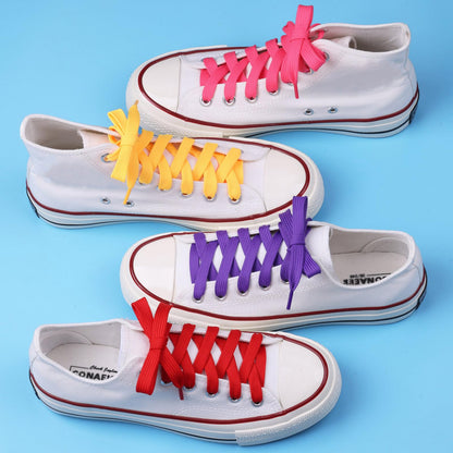 Olukssck 1 Pair Flat Shoe Laces for Sneakers, 2/5" Wide Athletic Shoelaces Dark Purple 28 inch(71cm)