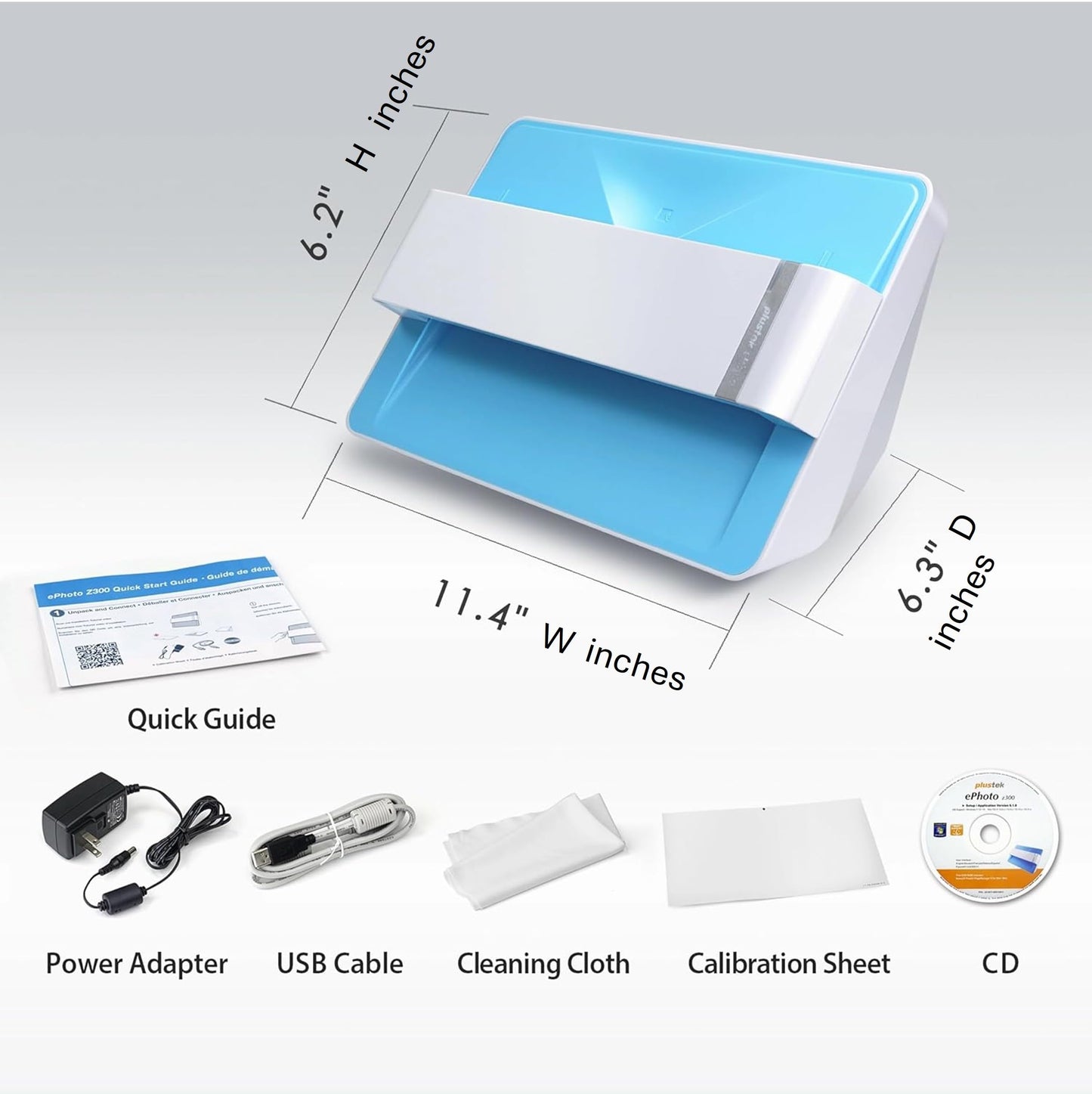 Plustek Photo Scanner ePhoto Z300, Scans 4x6 inch Photos in 2 Seconds, Auto crop and deskew with CCD Sensor, Supports Mac and PC