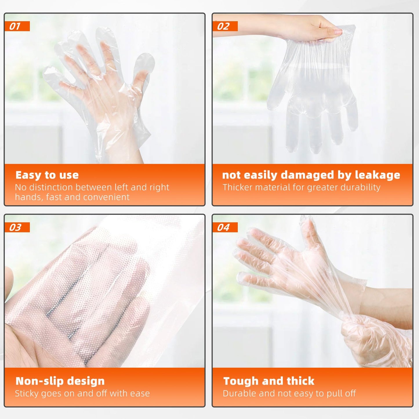 GENERALCARE 100 Pcs Disposable Plastic Gloves Food Handling Service Gloves Disposable for Cooking Kitchen Cleaning Food Prep Safe Restaurant Dye Universal Size