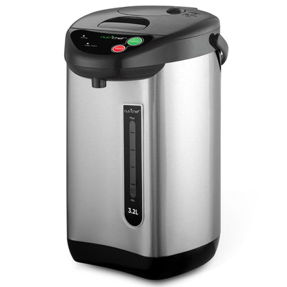 NutriChef Hot Water Urn Pot Insulated Stainless Steel,Auto & Manual Dispense,Auto Boiler,Safety Lock Shutoff 3.38 QT /3.2L - Auto Boiler Shut Off - PKWK43