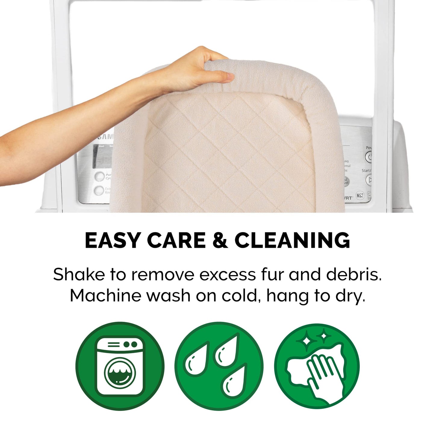 Furhaven Dog Bed for Extra Small Dogs & Indoor Cats, 100% Washable, Sized to Fit Crates - Sherpa Fleece Bolster Crate Pad - Cream, Extra Small