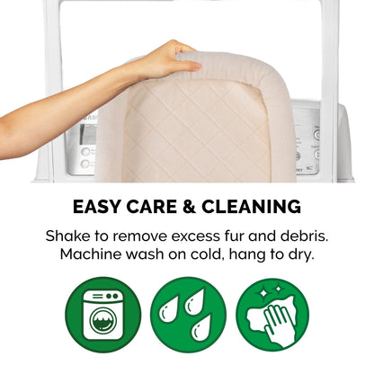 Furhaven Dog Bed for Extra Small Dogs & Indoor Cats, 100% Washable, Sized to Fit Crates - Sherpa Fleece Bolster Crate Pad - Cream, Extra Small