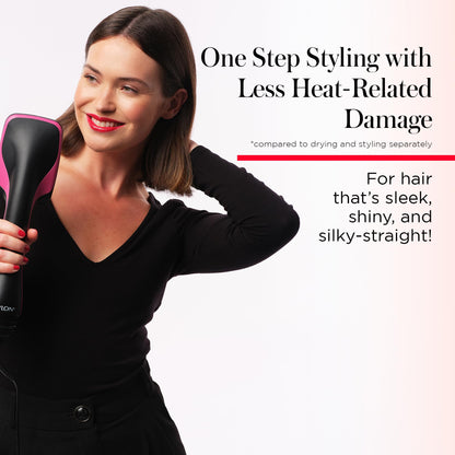 REVLON One-Step Hair Dryer and Styler, All-in-One Detangling and Straightener Brush for Salon-Quality Smooth, Straight Hair, More Shine and Less Frizz, Black