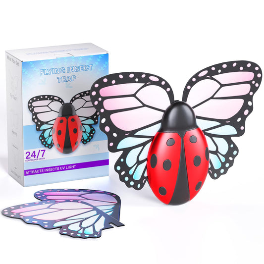 Flying Insect Trap Indoor, Light Fly Trap Captures Flies, Fruit Flies, Gnats, Moths, Mosquito and Other Flying Houseflies(1 Plug-in Device + 3 Pair Refills)