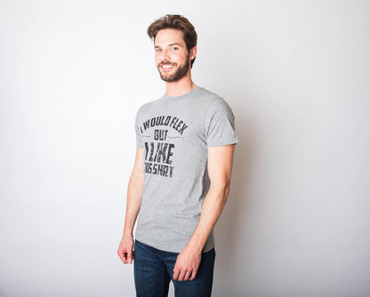 Mens I Would Flex But I Like This Shirt Funny Adult Working Out Gym Tee for Guys Funny T Shirts Cool Fitness Short Sleeve Novelty Tees for Guys Red S