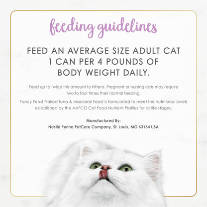 Purina Fancy Feast Wet Cat Food Flaked Tuna and Mackerel Feast - (Pack of 24) 3 oz. Cans