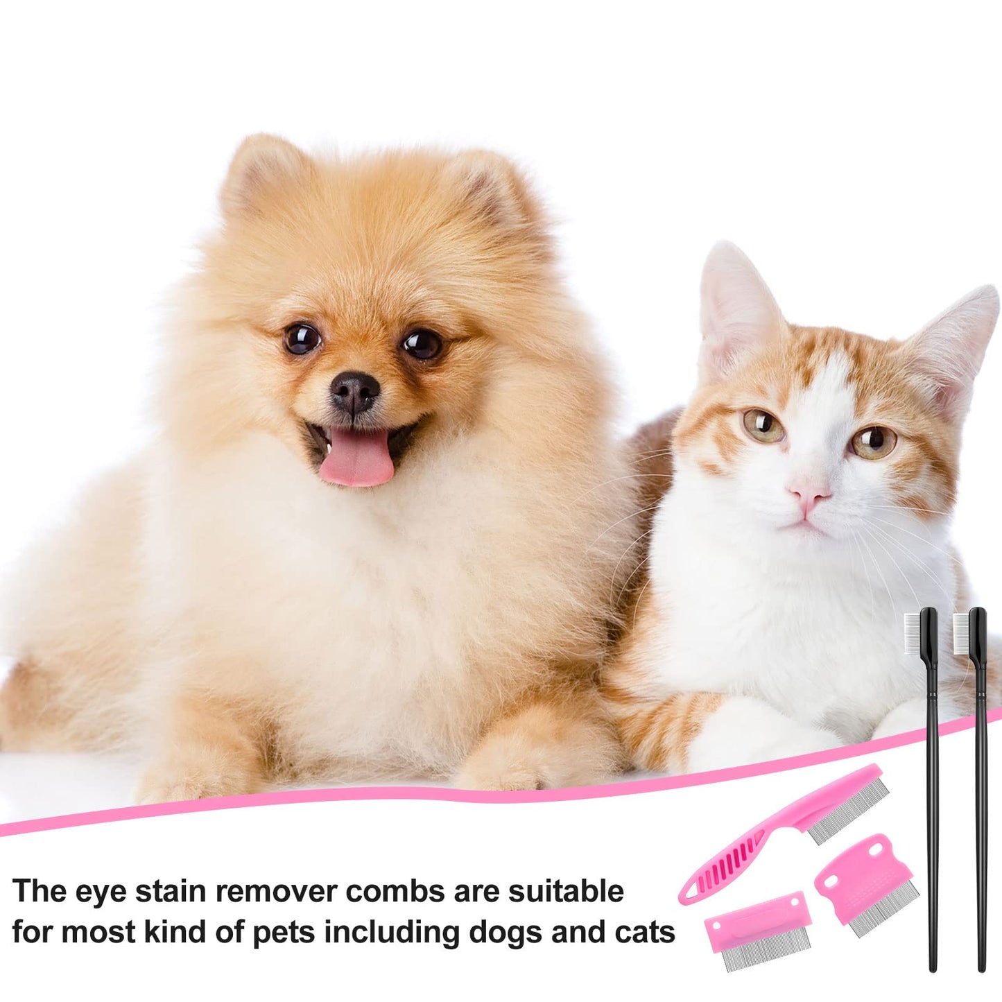 5 Pieces Dog Eye Combs Tear Stain Remover Combs Pet Grooming Comb for Small Dogs Gently Removing Eye Mucus and Crust (Pink, Black)