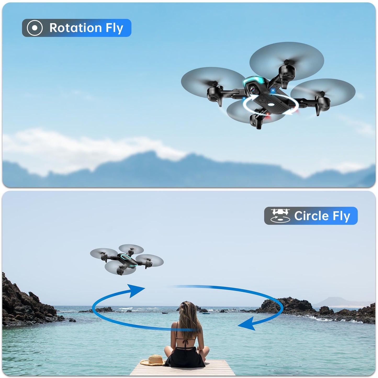 REDRIE Drone with 1080P Camera for Beginners, Foldable, Altitude Hold, Gestures Selfie, Waypoint Fly, Headless Mode, 3D Flip, One Key Start, 3 Speed Modes, Circle Fly, 2 Batteries