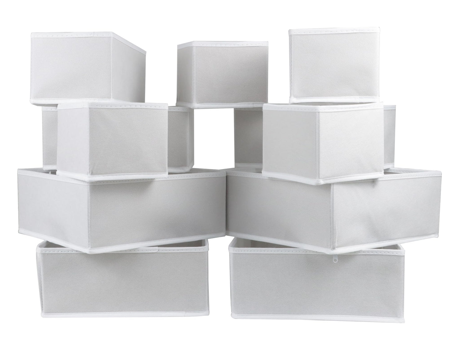 12 Pack Drawer Organizers for Clothing, Foldable Clothes Drawer Organizer for Underwear, Folded Clothes, Baby Clothing, Socks, Bra, Towels, Ties - Multi-pack Storage Box (White)