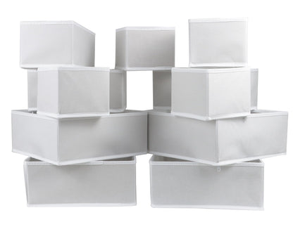 12 Pack Drawer Organizers for Clothing, Foldable Clothes Drawer Organizer for Underwear, Folded Clothes, Baby Clothing, Socks, Bra, Towels, Ties - Multi-pack Storage Box (White)
