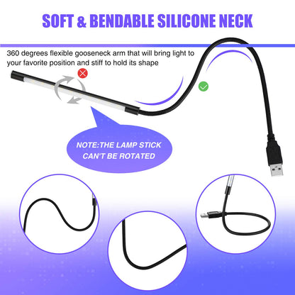 Mudder 2 Pieces USB LED Light for Laptop Keyboard Light Gooseneck Computer Lamp Flexible Stick Dimmable LED Lamp Touch Switch for Reading Book(Black, Silver)