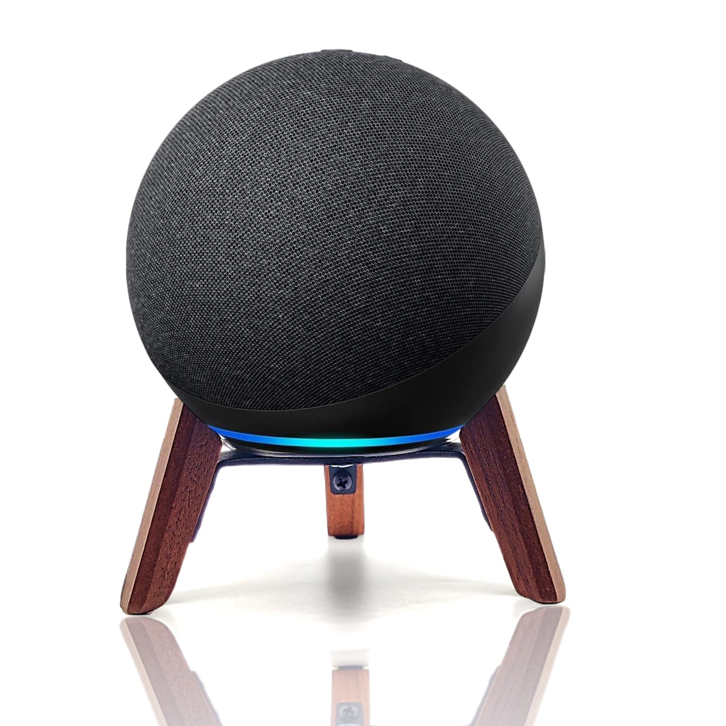 Real Wood Stand for Echo (4th Gen) Speaker (2020),Tripod Holder Accessories Protect Alexa Speaker for Sound Better,Secure Stable Wooden Mount with Metal Frame for Echo Newest Model 2024 (Walnut)