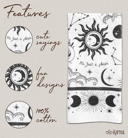 Karma Boho Tea Towels Cat 18" x 22"