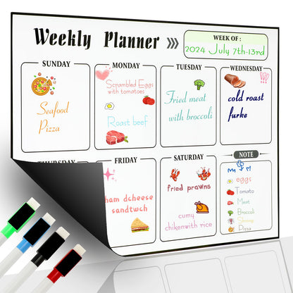 Meal Planner Magnetic Menu Board for Kitchen Fridge Planning Board Meal Planner for Fridge Weekly Meal Planner Dry Erase Calendar for Fridge Magnetic Calendar Fridge Calendar Magnet