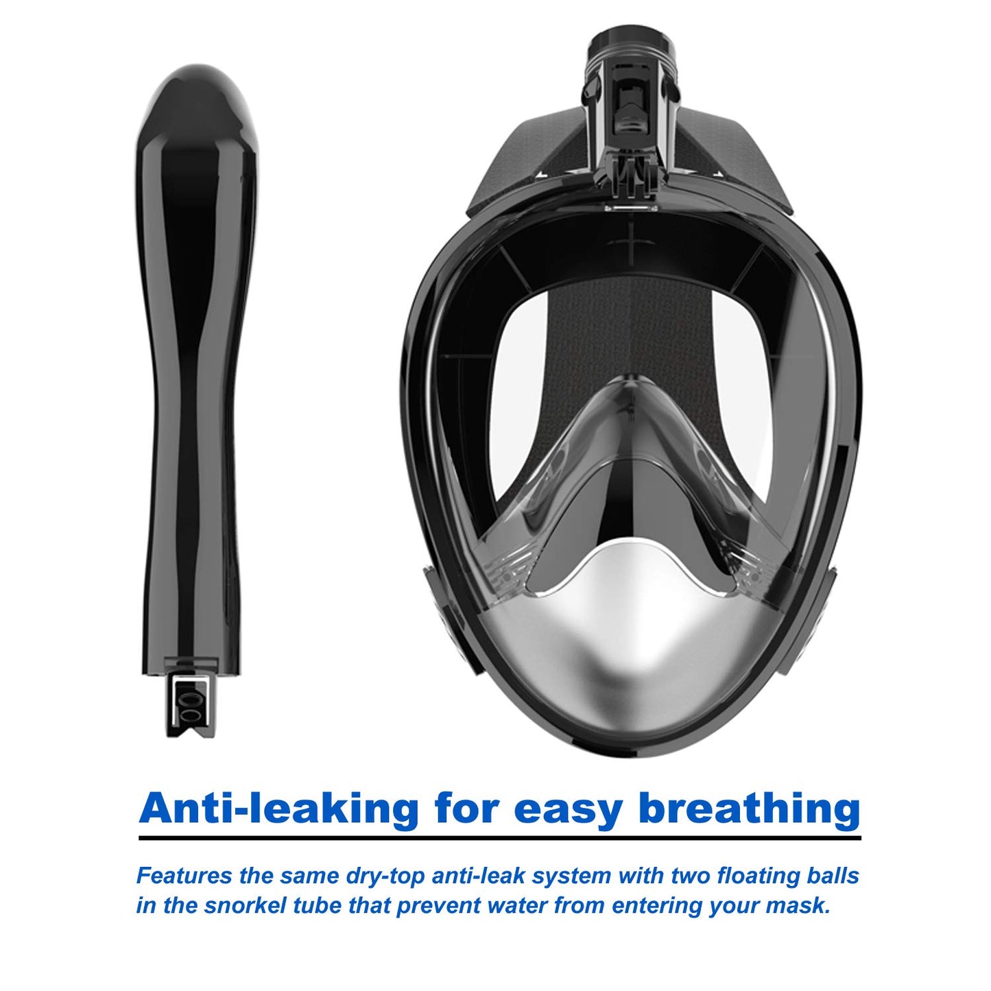 Jwintee Full Face Snorkel Mask, Diving Mask for Kids and Adults,180° Panoramic View Snorkel Mask with Camera Mount, Safe Breathing, Anti-Leak&Anti-Fog