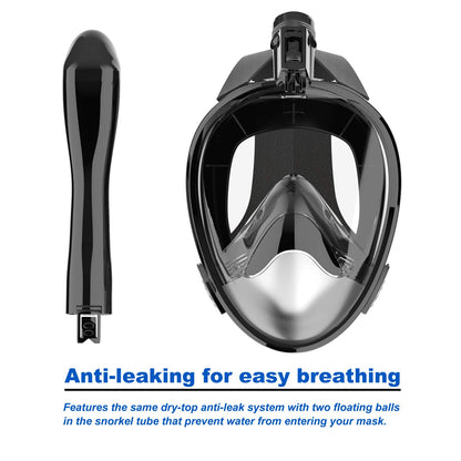 Jwintee Full Face Snorkel Mask, Diving Mask for Kids and Adults,180° Panoramic View Snorkel Mask with Camera Mount, Safe Breathing, Anti-Leak&Anti-Fog