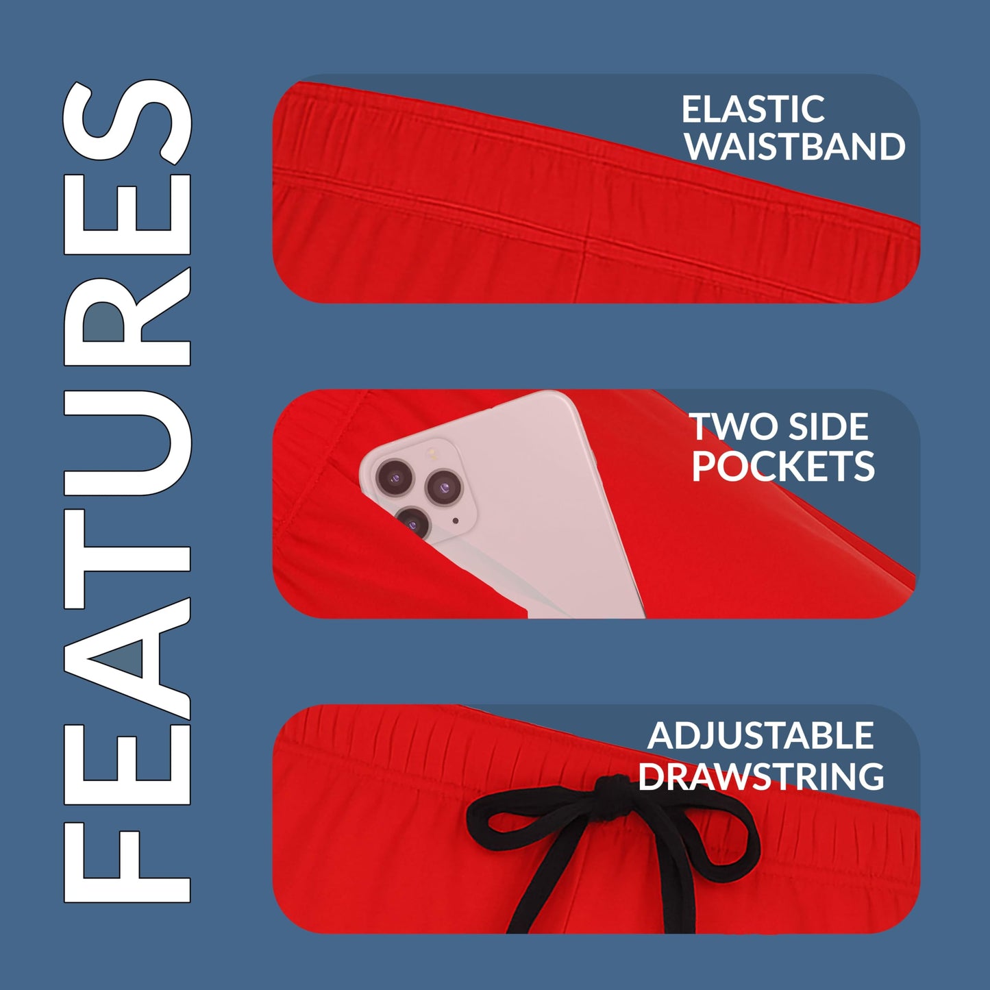 Hanes Men's 2-Pack Cotton Knit Waistband Pockets Shorts, Biking Red/Black, Small