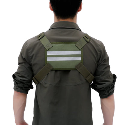 Muserise Outdoor Sports Chest Pack,Tactical EDC Chest Bag For Men, Lightweight Chest Pouch Holster, Chest Rig Vest With Phone Holder For Workouts, Cycling (Olive green)