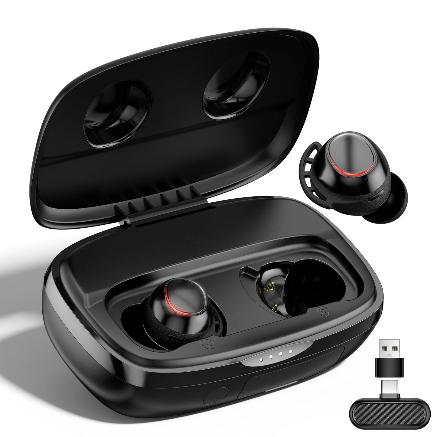 IAMJOY Gaming Earbuds, 20ms Ultra-Low Latency Wireless Earbuds, 90H Playtime, 2.4GHz Dongle & Bluetooth, Noise-Canceling Mic, Compatible with Meta Quest 3/2, PS5/4, Switch, Steam Deck, PC