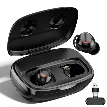 IAMJOY Gaming Earbuds, 20ms Ultra-Low Latency Wireless Earbuds, 90H Playtime, 2.4GHz Dongle & Bluetooth, Noise-Canceling Mic, Compatible with Meta Quest 3/2, PS5/4, Switch, Steam Deck, PC