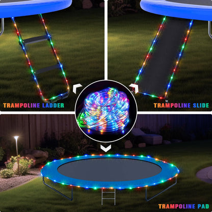 JMEXSUSS 200 LED Trampoline Accessories Solar Rope Light, 66ft IP 65 Waterproof Solar Pathway Lights Outdoor, 8 Modes Trampoline Lights for Basketball Hoop Ladder Slide Pathway Tent Camp(Multicolor)