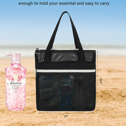 GYEUKHAM Mesh Shower Caddy Portable Shower Bag for Travel, Gym, Camping – Quick-Dry Hanging Toiletry Organizer with Zipper Pockets for Bathroom Essentials,Black