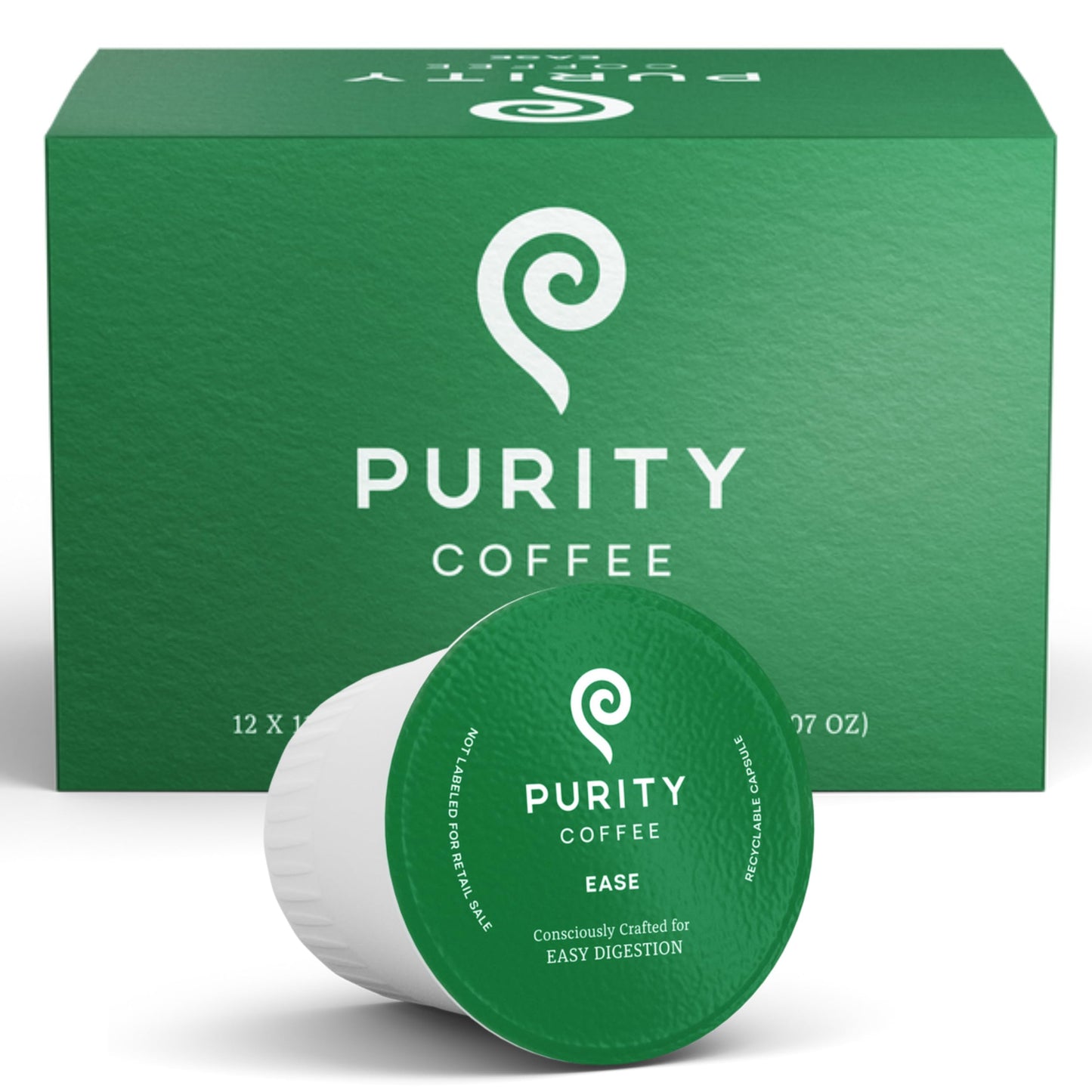 Purity Coffee EASE Dark Roast Low Acid Organic Coffee - USDA Certified Organic Specialty Grade Arabica Single-Serve Coffee Pods - Third Party Tested for Mold, Mycotoxins and Pesticides - 12 ct Box