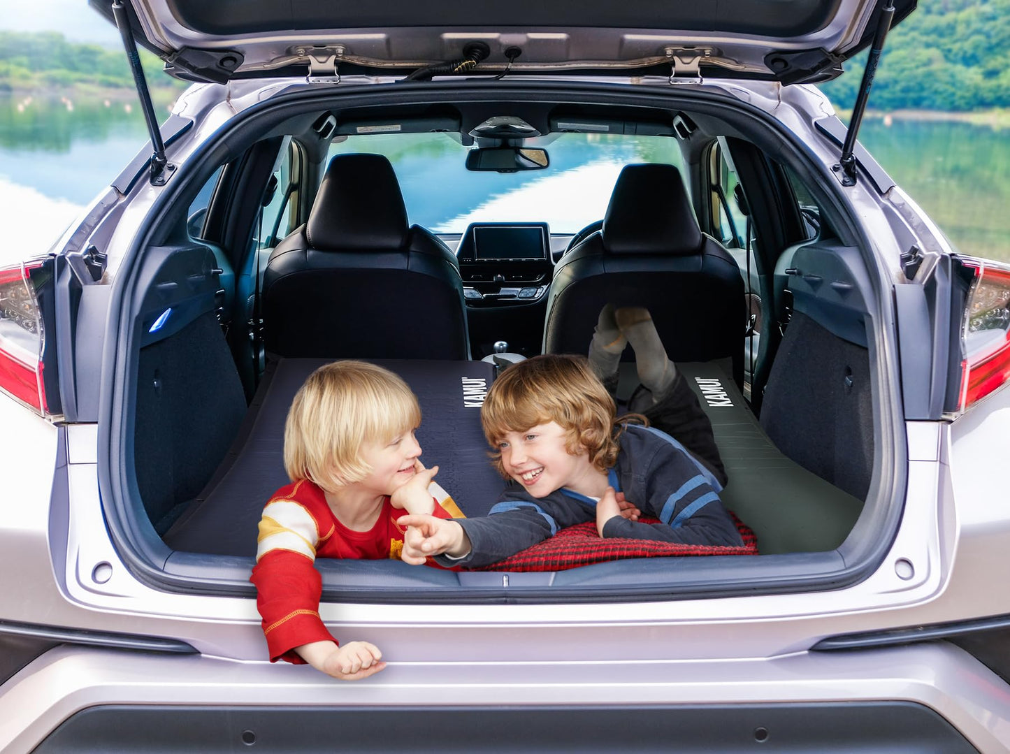 KAMUI Self Inflating Sleeping Pad - 2 Inch Thick Camping Pad Connectable with Multiple Mats for Tent and Family Camping (Blue)