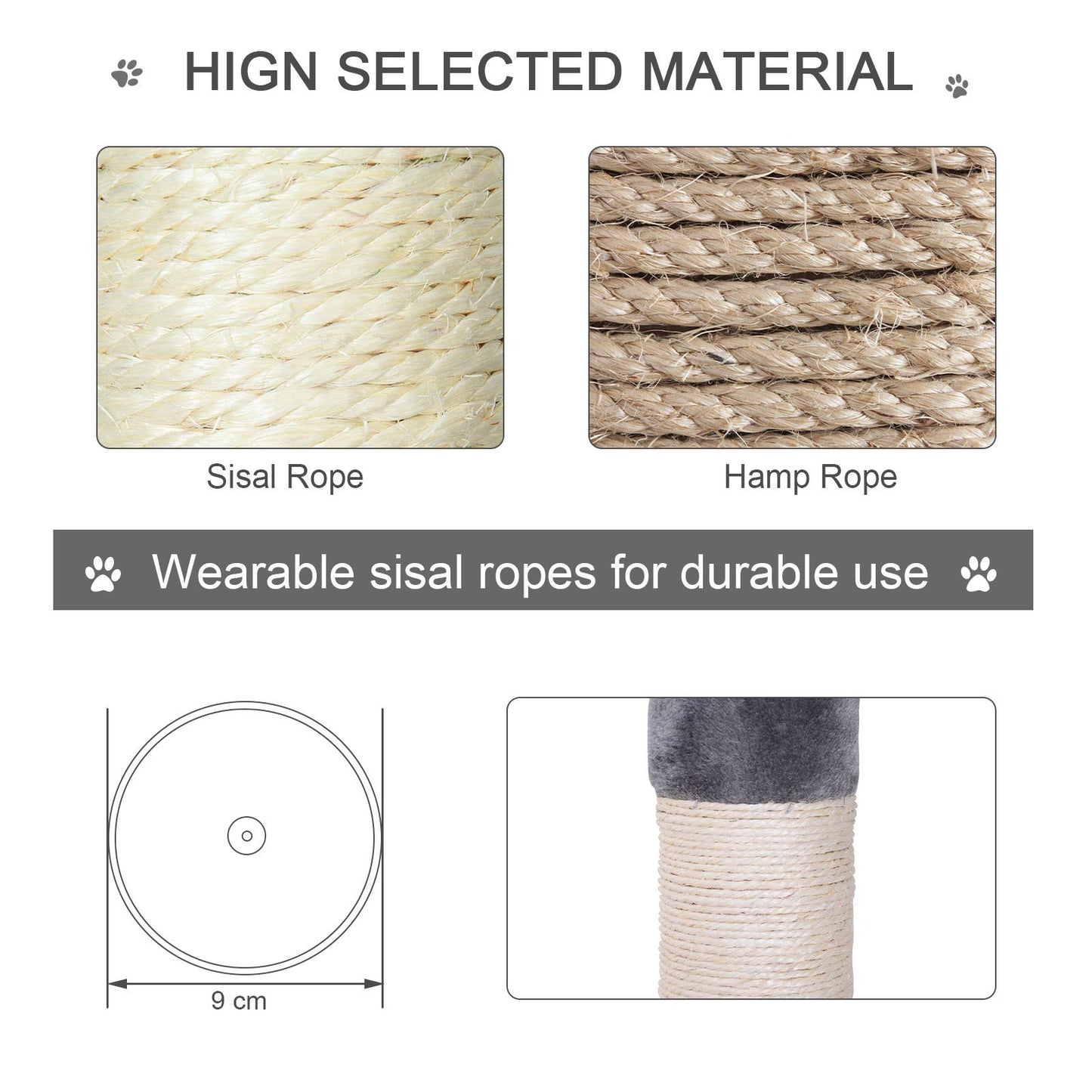 PawHut 8.5' Adjustable Height Floor-to-Ceiling Vertical Cat Tree, 5 Level Cat Climbing Tower, Gray