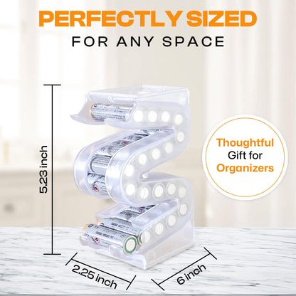 Kalinar Battery Ladder™ for 20 AA & 28 AAA Batteries | Vertical Storage Case & Dispenser | Stackable Expandable Wall Mount Holder Combo (AA & AAA, 2 Pack)