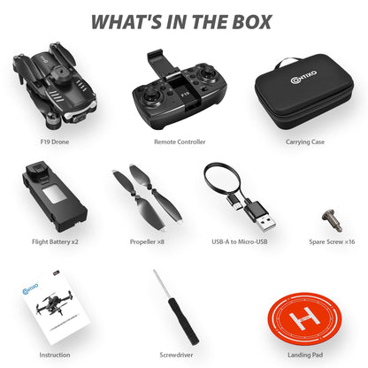 Contixo F19 Drone With 1080p HD FPV Camera, 20 Min Flight 360° Flips Brushless Motor RC Quadcopter With Altitude Hold, Obstacle Avoidance, Follow Me For Novice Beginner's Kids And Adults, 2 Batteries
