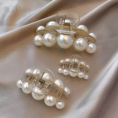 Pearl Hair Clips for Women,4PCS Large Hair Claw Clip Strong Hold No Slip,Banana Jaw Clip Barrettes Nonslip,Elegant Hair Accessories Birthday Thanksgiving Christmas Gift for Girl Thick Thin Hair