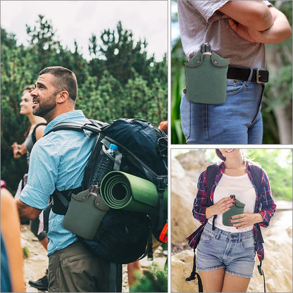 Lixada Military Canteen Set 3pcs Portable Camping Cookware Set Cooking Pots Military Canteen Wooden Stove Cup Set for Camping Hiking Backpack