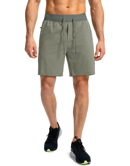 Men's Running Shorts with Zipper Pockets 7 Inch Lightweight Quick Dry Gym Athletic Workout Shorts for Men (Green Sage, X-Large)