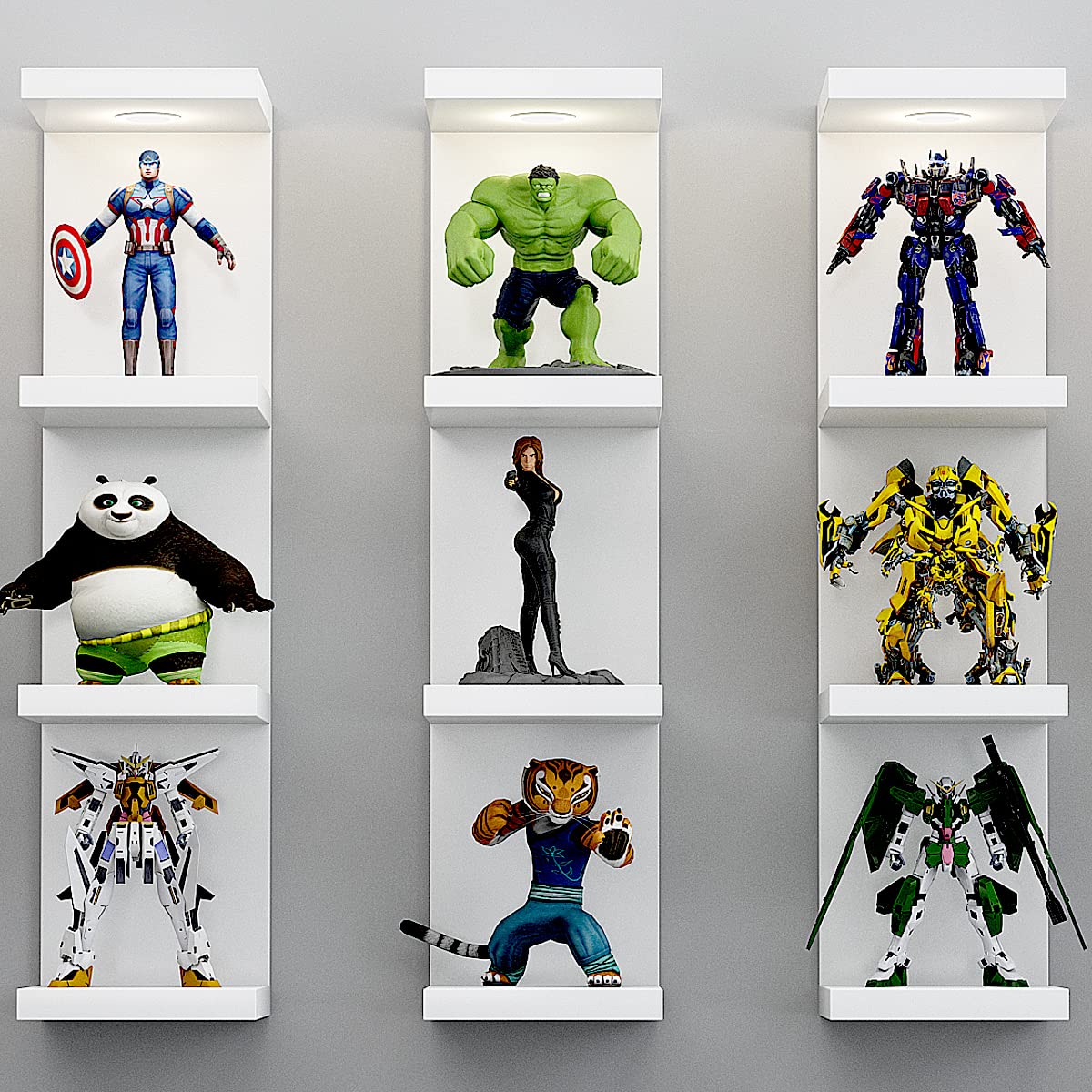 LitaEther Versatile 4 Tier Wall Shelf Unit,White Lack Wall Shelf,Display Floating Shelf with LED Remote Control Light