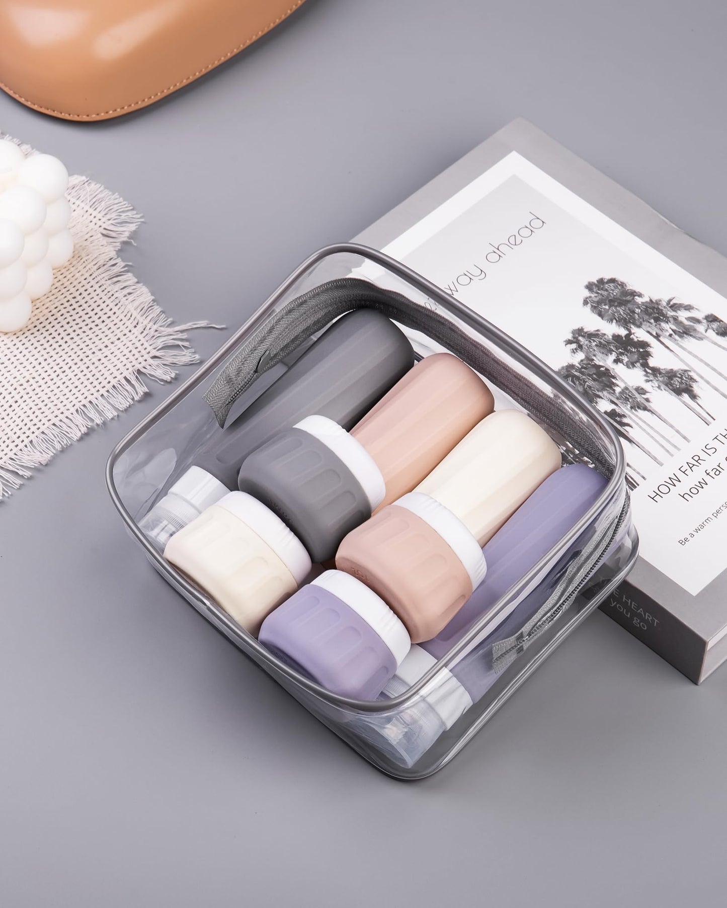 Mrsdry Travel Bottles for Toiletries 8 Pack, Travel Size Toiletries, Tsa Approved Travel Size Containers 3oz, with Travel Essentials Clear Bag, Leak Proof Silicone Squeezable Creams Jars