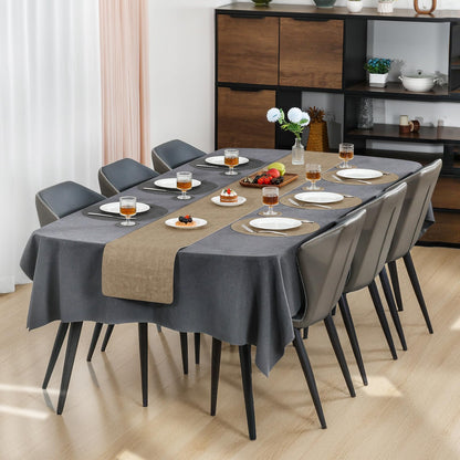 Myir JUN Round Dual-Sided Placemats, Faux Leather Set of 4 for Indoor and Outdoor Dining Tables, Non-Slip Washable Table Mats (Gray Beige)