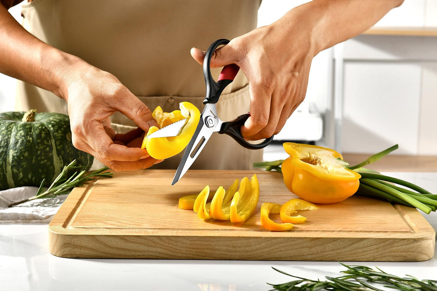 Kitchen Scissors - Heavy Duty Utility Come Apart Kitchen Shears for Chicken, Meat, Food, Vegetables - 9.25 Inch Long Black & Red