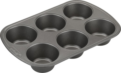GoodCook Everyday Nonstick Steel Jumbo Texas Muffin Pan, 6-cup, Gray