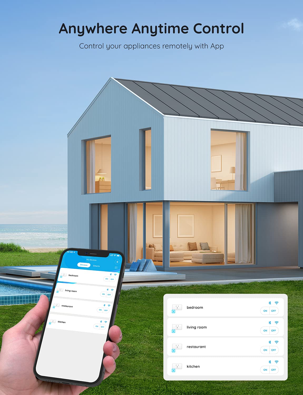 Govee Smart Plug 15A, WiFi Bluetooth Outlets 4 Pack Work with Alexa and Google Assistant, WiFi Plugs with Multiple Timers, Govee Home APP Group Control Remotely, No Hub Required, ETL&FCC Certified