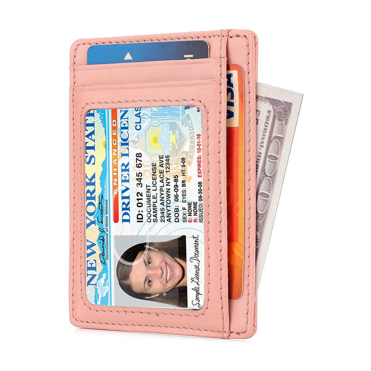 GH GOLD HORSE Slim RFID Blocking Card Holder Minimalist Leather Front Pocket Wallet for Women