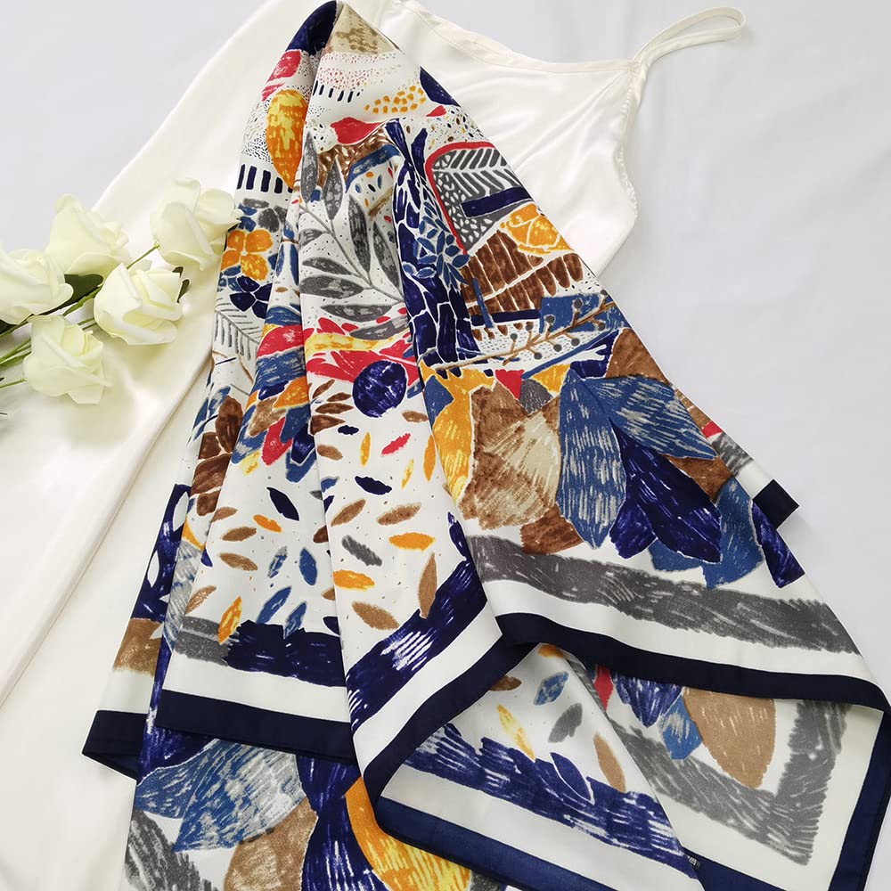 Julunar Silk Like Head Scarf for Women - Satin Large Hair Scarves - 35" Square Silk Hair Wrap for Sleeping with Gift Packed